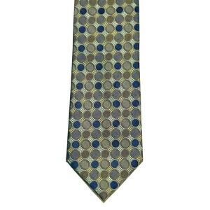 Andrew Fezza New‎ York Silk Geometric Green Blue Gold Repp Mens Tie 3.75"x60"